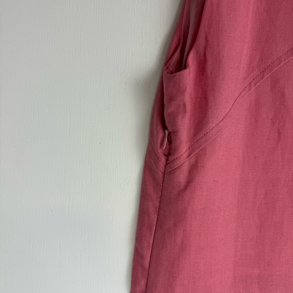 NWT Zara Pink Linen Blend Midi Dress Sz Small Side Slits Boho Chic - Picture 14 of 16